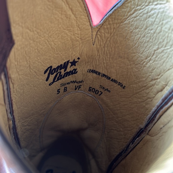 Tony Lama Vaquero Kids Brown Western Cowboy Boots size 5B - Picture 2 of 6